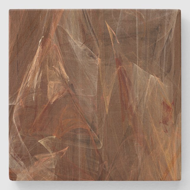 Brown Abstract Fractal Square Coaster (Front)
