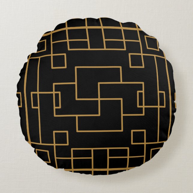 Brown Abstract  Round Cushion (Front)