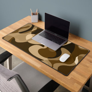 Brown abstract wild swirly organic shapes desk mat
