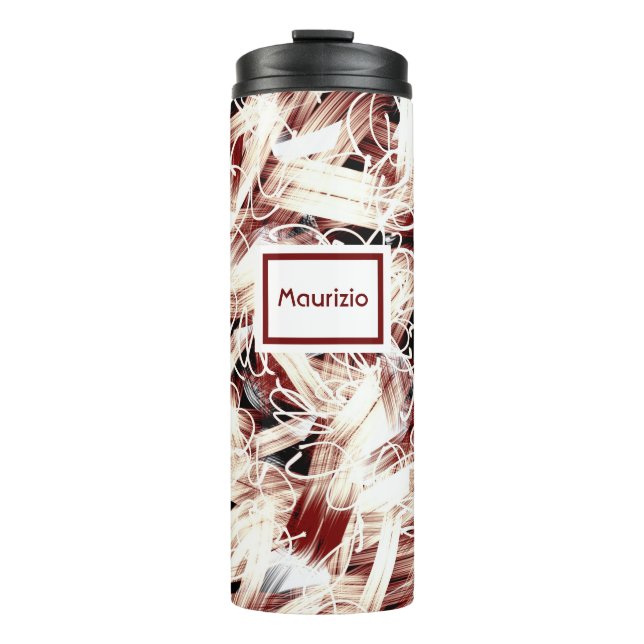 Brown abstracted thermal tumbler (Front)