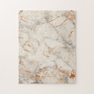 Brown Accents and White Abstract Pattern Jigsaw Puzzle