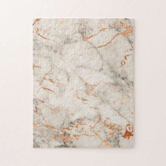 Brown Accents and White Abstract Pattern Jigsaw Puzzle (Vertical)