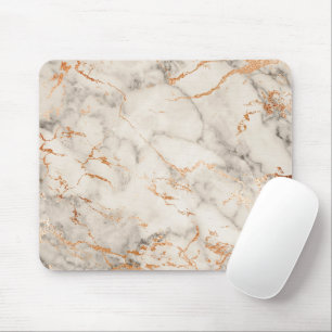 Brown Accents and White Abstract Pattern Mouse Pad