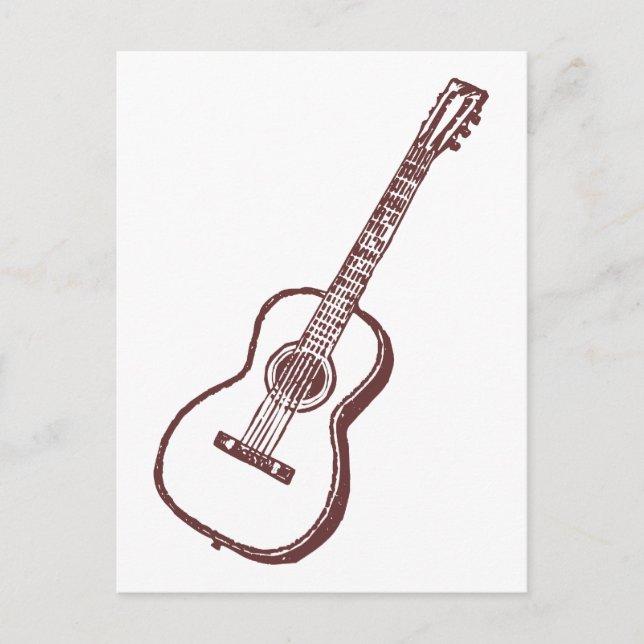 Brown Acoustic Classical Guitar Postcard (Front)