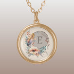 Brown add initial floral gold plated necklace<br><div class="desc">Adorn yourself with this charming Zazzle necklace, featuring a delicate floral design. Personalise it with your initial in brown to make it uniquely yours! Perfect for any occasion, this necklace adds a touch of elegance and a pop of colour to your outfit. It’s a beautiful way to celebrate your individuality...</div>