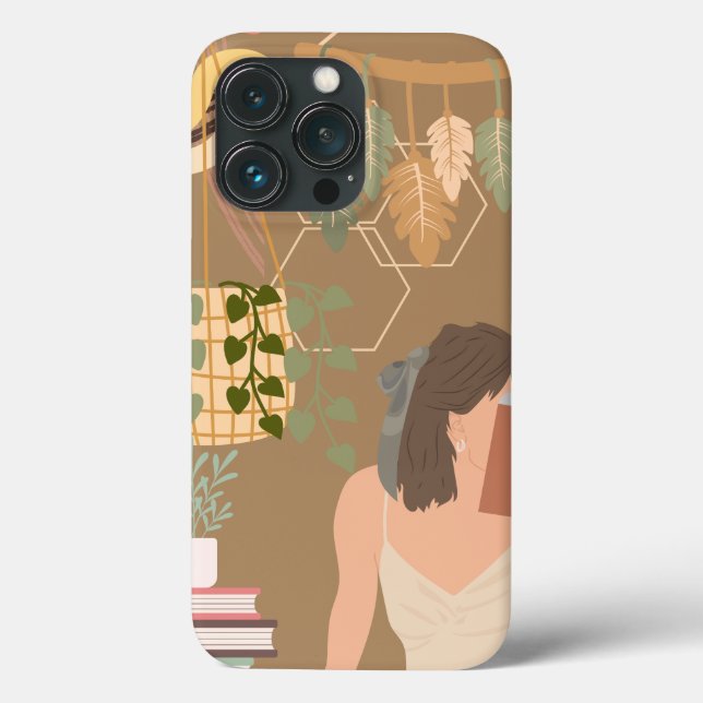 Brown Aesthetic Woman Reading Book Case-Mate iPhone Case (Back)