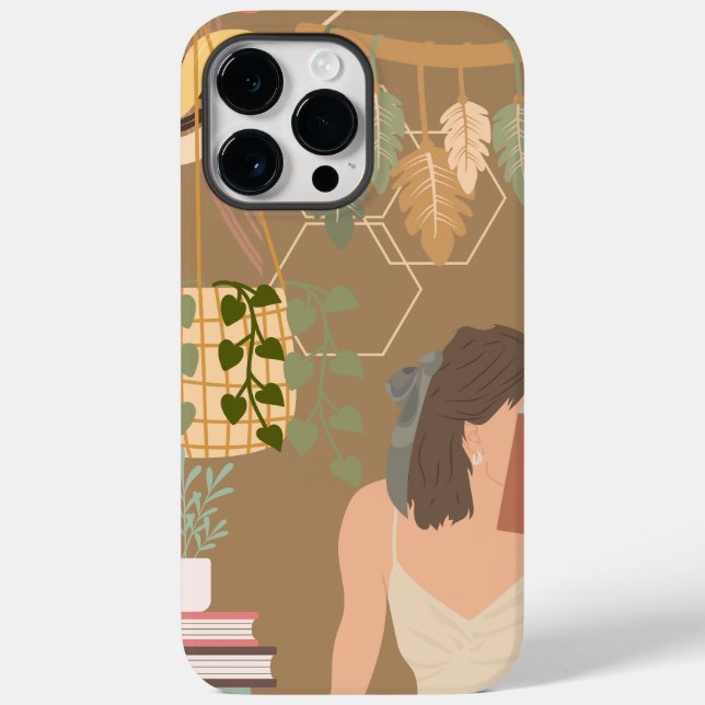 Brown Aesthetic Woman Reading Book Case-Mate iPhone Case (Back)