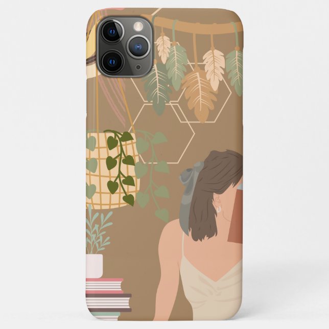 Brown Aesthetic Woman Reading Book Case-Mate iPhone Case (Back)