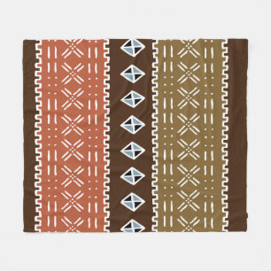 Brown African Pattern Fleece Blanket, 50"x60"