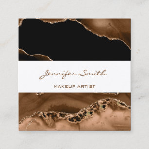 Brown Agate Abstract Square Business Card