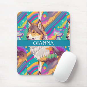 Brown Alaska Wolf Watercolor Colourful Personalise Mouse Pad