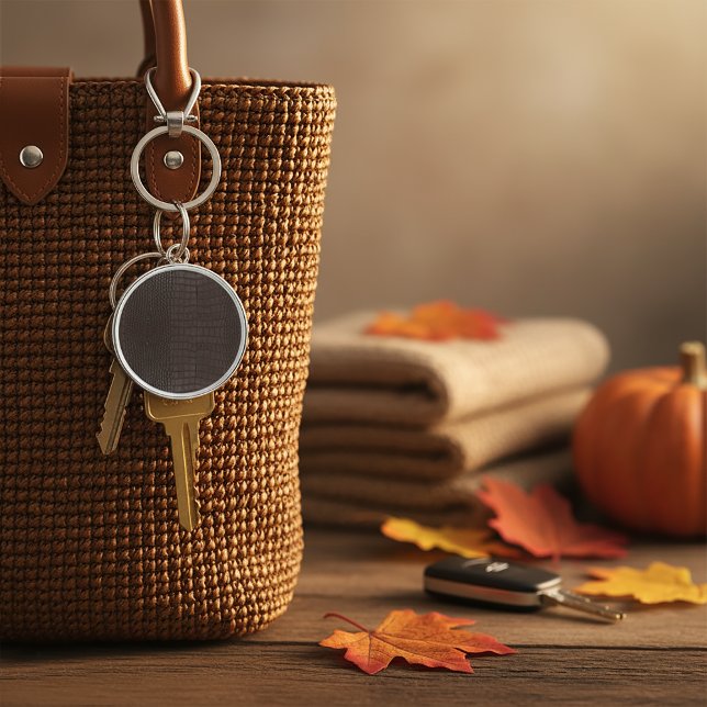 Brown Alligator Faux Leather Print Key Ring (Brown Alligator Faux Leather Print Keychain
)