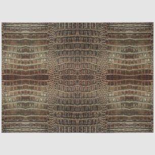 Brown Alligator Leather Anomal Print Tissue Paper
