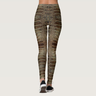Brown Alligator Leather  Leggings