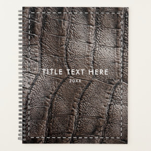 Brown Alligator Leather Texture & Stitching Planner