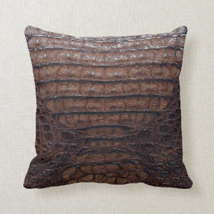 Brown Alligator Print Pillow #1