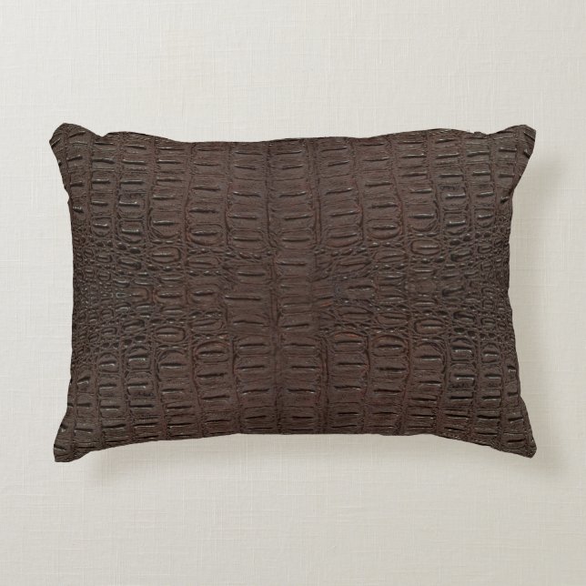 Brown Alligator Skin Print Decorative Cushion (Front)