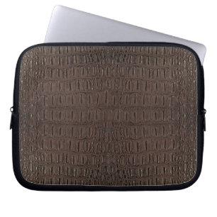 Brown Alligator Skin Print Laptop Sleeve