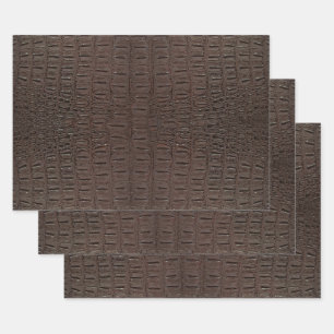 Brown Alligator Skin Print Wrapping Paper Sheets