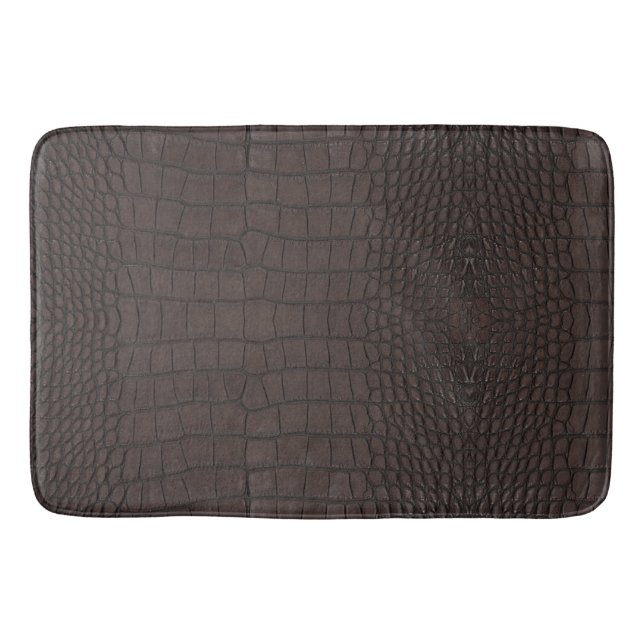 Brown Alligator Texture Print Bath Mat (Front)