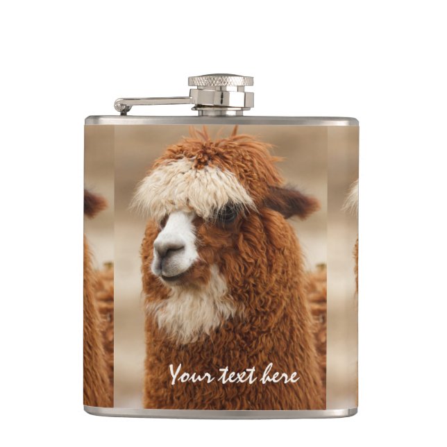 Brown Alpaca custom flask (Front)