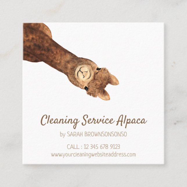 Brown Alpaca Square Business Card (Front)