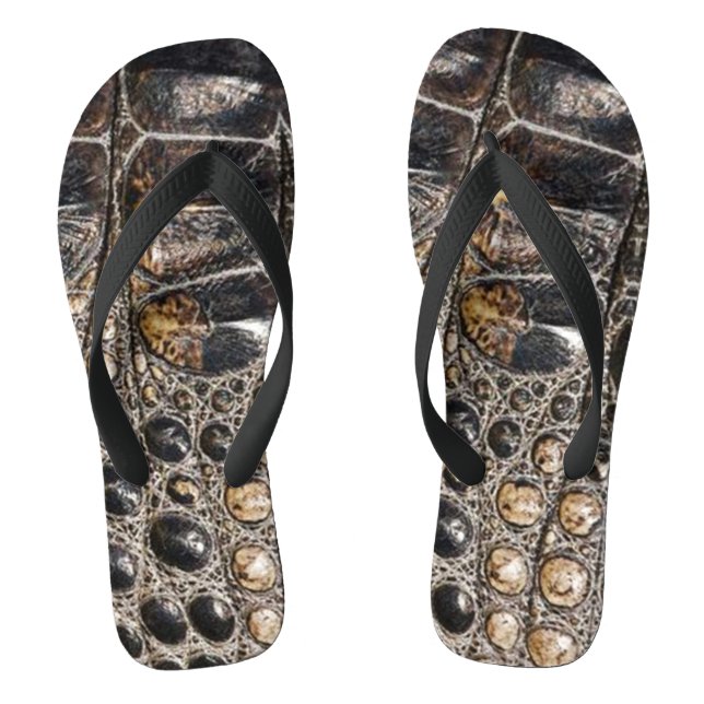 Brown American Alligator Skin Texture Jandals (Footbed)