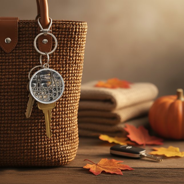 Brown American Alligator Skin Texture Key Ring (Brown American Alligator Skin Texture Keychain
)