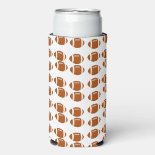 Brown american footballs pattern white seltzer can cooler