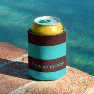 Brown and Aqua Stripes Can Cooler