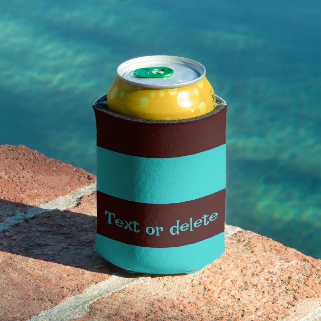 Brown and Aqua Stripes  Can Cooler (In Situ Pool)