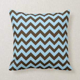 Brown and Baby Blue Chevron Stripes Cushion