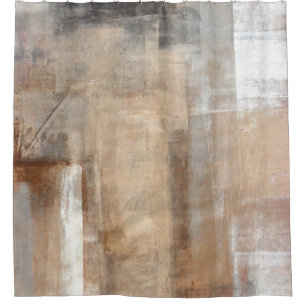 Brown and Beige Abstract Art Paintingabstract,pain Shower Curtain