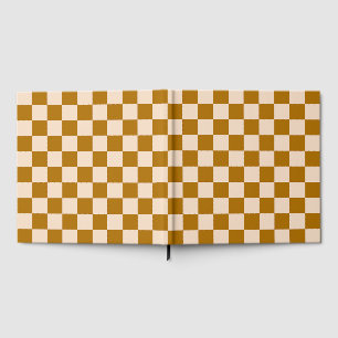 Brown and beige checkerboard pattern guest book