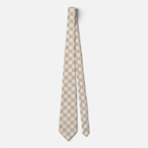 Brown and Beige Checkerboard Tie