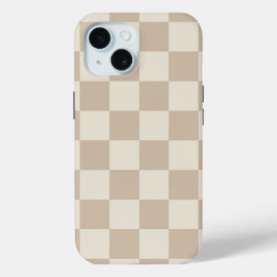 Brown and Beige Chequerboard iPhone 15 Case