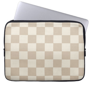 Brown and Beige Chequerboard Laptop Sleeve