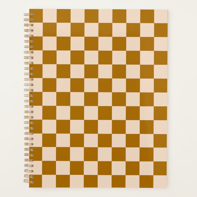 Brown and beige chequerboard pattern planner (Front)