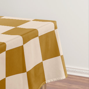 Brown and beige chequerboard pattern tablecloth