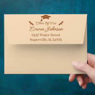Brown And Beige Custom Graduation Envelope