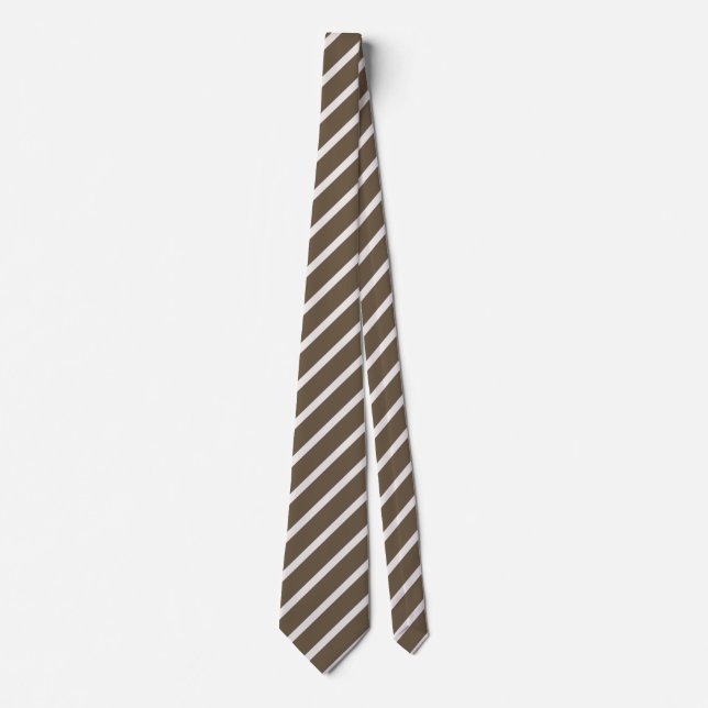 Brown and Beige Diagonal Stripe Pattern Tie (Front)