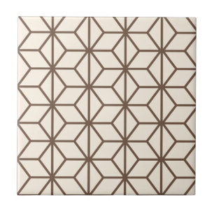 Brown and beige geometric art-deco pattern tile