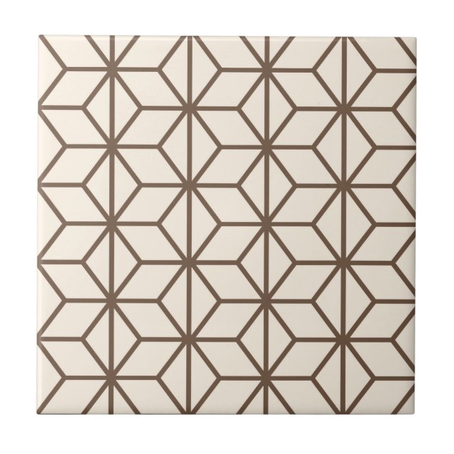 Brown and beige geometric art-deco pattern tile (Front)