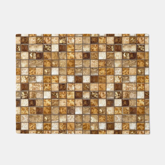 Brown and Beige Mosaic Tile Wall Doormat (Front)