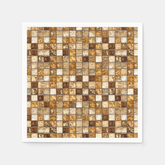 Brown and Beige Mosaic Tile Wall Napkin (Front)