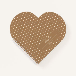 Brown and beige polka dots heart  notebook