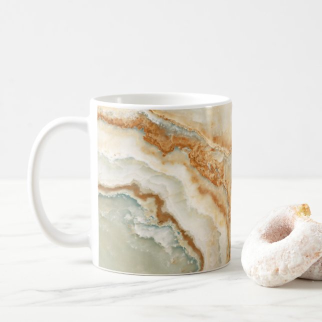 Brown and beige stone texture coffee mug (With Donut)