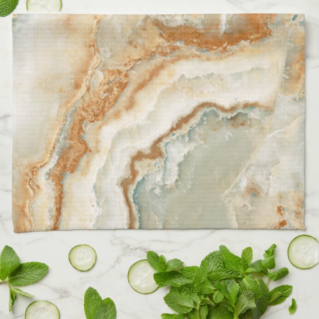 Brown and beige stone texture tea towel (Folded)