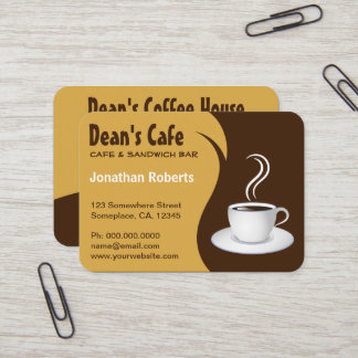 Brown and Beige Stylish Coffee Shop Cafe Large Business Card