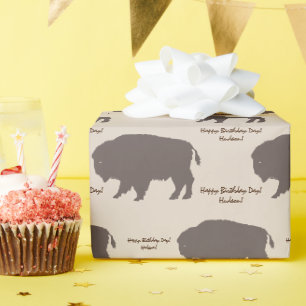 Brown and Beige Tan Rustic Buffalo Custom Message Wrapping Paper